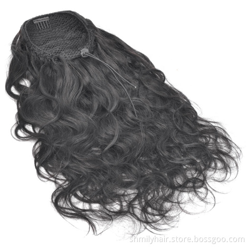 Drop Shipping Afro Kinky Curly Human Hair Extensions Drawstring Ponytail Natural Warp Around Drawstring Ponytail Clip In Hair